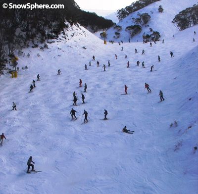 Slalom Gully at Mt Hotham a ski resort in Australia